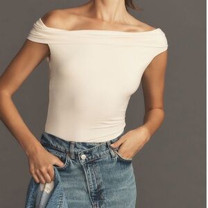Reformation Cello Top Off-Shoulder Cream Top